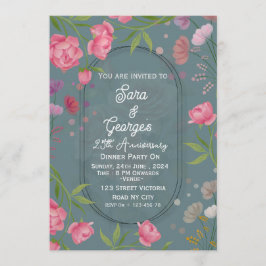 Convites Elegant Floral Wedding Anniversary Invitations