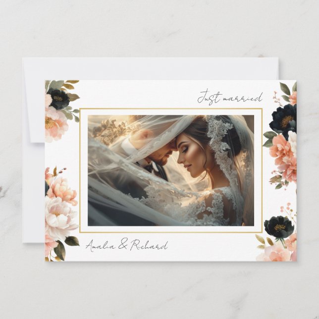 Convites Elegant Floral Wedding Announcement Card (Frente)