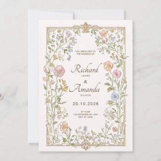Convites Elegant Floral Wedding Invitation