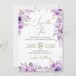Convites Elegant Floral Wedding Invitation