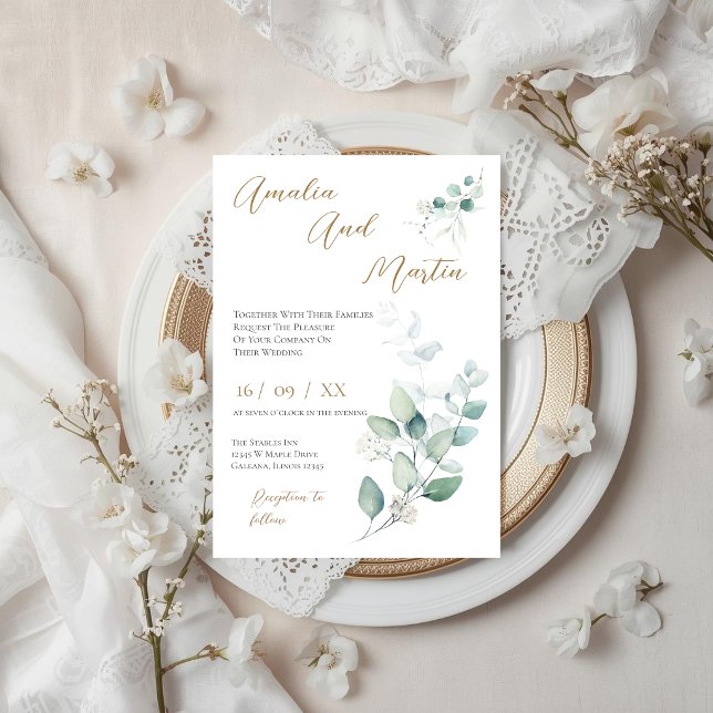Convites Elegant Floral Wedding Invitation (Criador carregado)