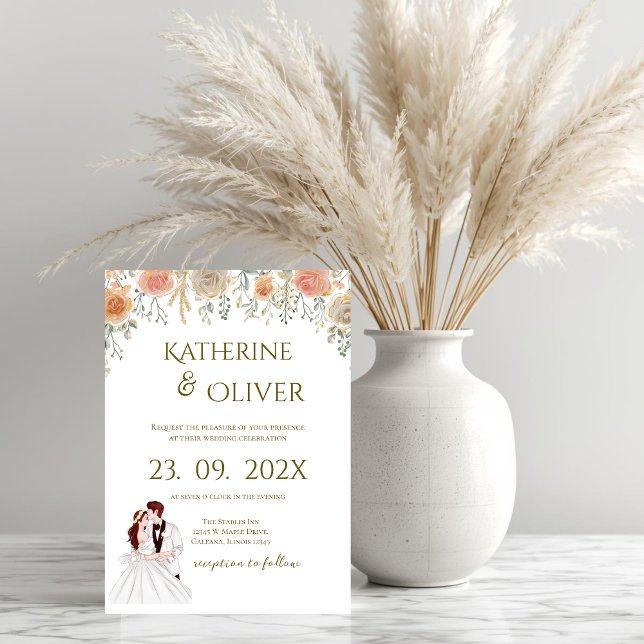 Convites Elegant Floral Wedding Invitation (Criador carregado)