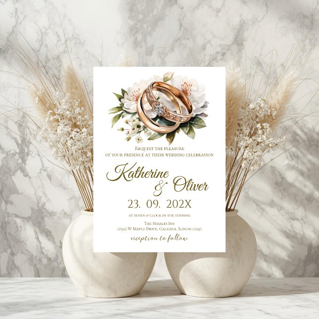 Convites Elegant Floral Wedding Invitation (Criador carregado)