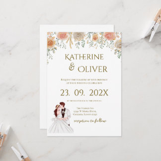 Convites Elegant Floral Wedding Invitation