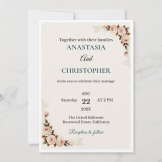Convites Elegant Floral Wedding Invitation