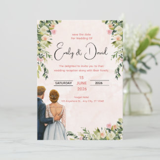Convites Elegant Floral Wedding Invitation