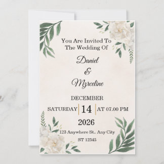 Convites Elegant Floral Wedding Invitation Card