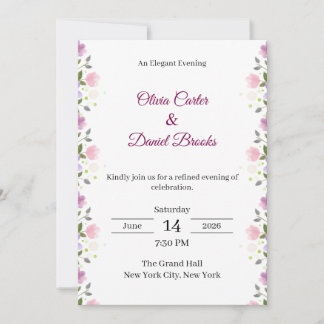 Convites Elegant Floral Wedding Invitation Card