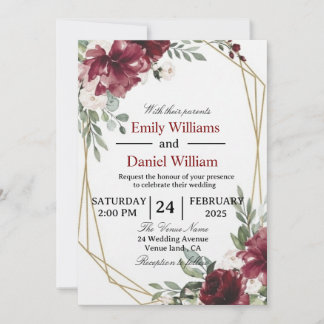 Convites Elegant Floral Wedding Invitation Card