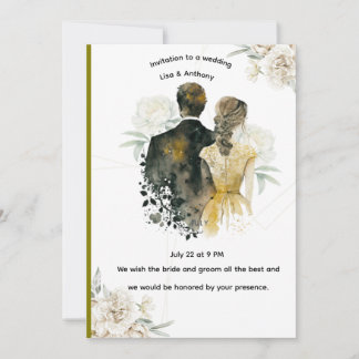 Convites Elegant Floral Wedding Invitation Card