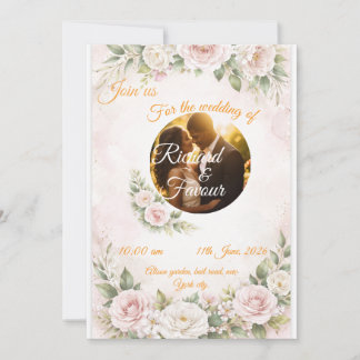 Convites Elegant Floral Wedding Invitation Card
