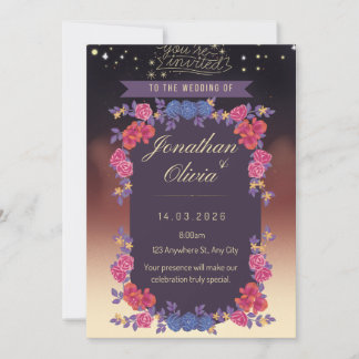 Convites Elegant Floral Wedding Invitation Card – Romantic 