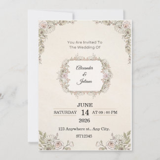 Convites Elegant Floral Wedding Invitation | Editable Moder