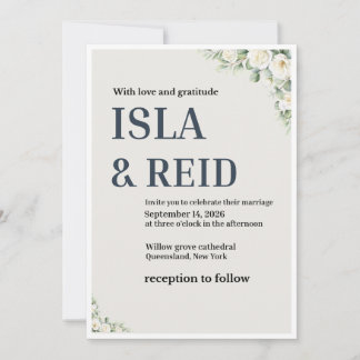 Convites Elegant Floral Wedding Invitation | Minimal Classi