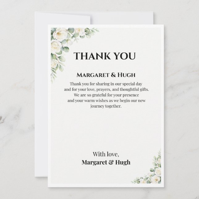 Convites Elegant Floral Wedding Thank You Card (Frente)