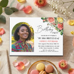 Convites Elegant Floral with Photo 30th Birthday Party<br><div class="desc">Elegant,  colorful,  joyful design with watercolor roses and 1 special photo. Customize the details for a unique and chic Birthday Celebration.</div>