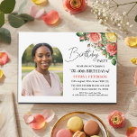 Convites Elegant Floral with Photo 40th Birthday Party<br><div class="desc">Elegant,  colorful,  joyful design with watercolor roses and 1 special photo. Customize the details for a unique and chic Birthday Celebration.</div>