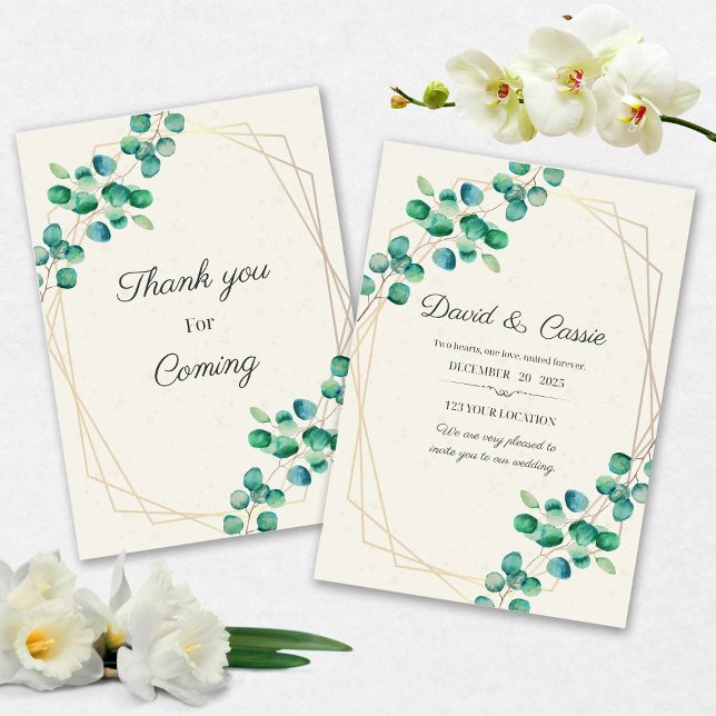 Convites Elegant Flower Wedding Invitation (Criador carregado)