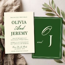 Convites Elegant Forest Green & Cream Old Money Wedding