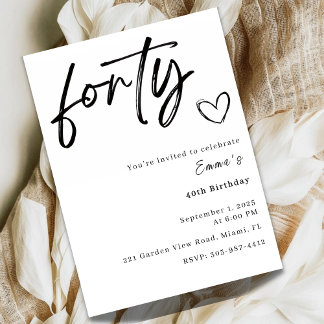 Convites Elegant Forty 40th Birthday Invitation Card