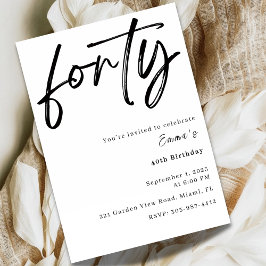Convites Elegant Forty 40th Birthday Invitation Card