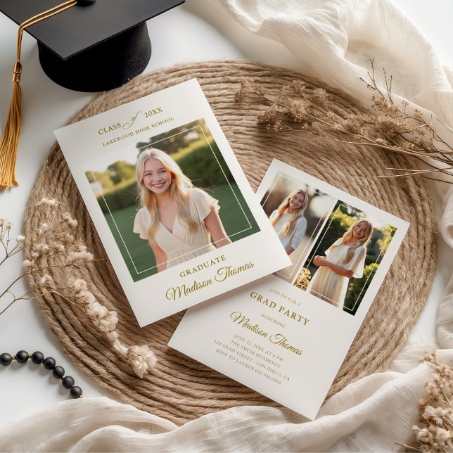 Convites Elegant Frame Photo Graduation Invitation (Criador carregado)