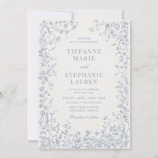 Convites Elegant French Floral Wedding Invitation