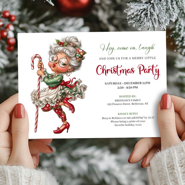 Convites Elegant Funny Grandma Cartoon Christmas Humor  (Elegant Funny Grandma Cartoon Christmas Humor Invitation

)
