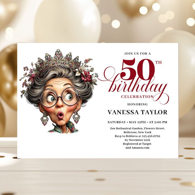 Convites Elegant Funny Lady 50th Birthday Humor Party  (Elegant Funny Lady 50th Birthday Humor Party Invitation

)