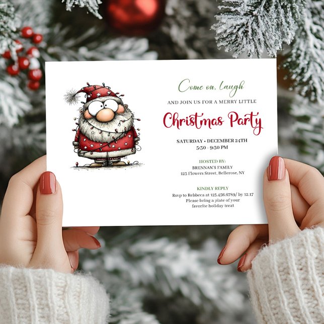 Convites Elegant Funny Santa Claus Holiday Party Invitation (Elegant Funny Santa Claus Holiday Party Invite)