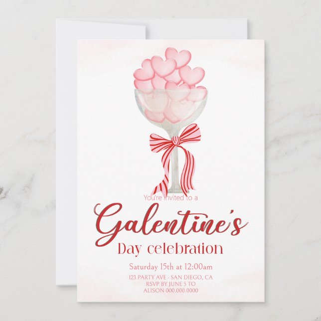 Convites Elegant Galentine's Day Invitation (Frente)