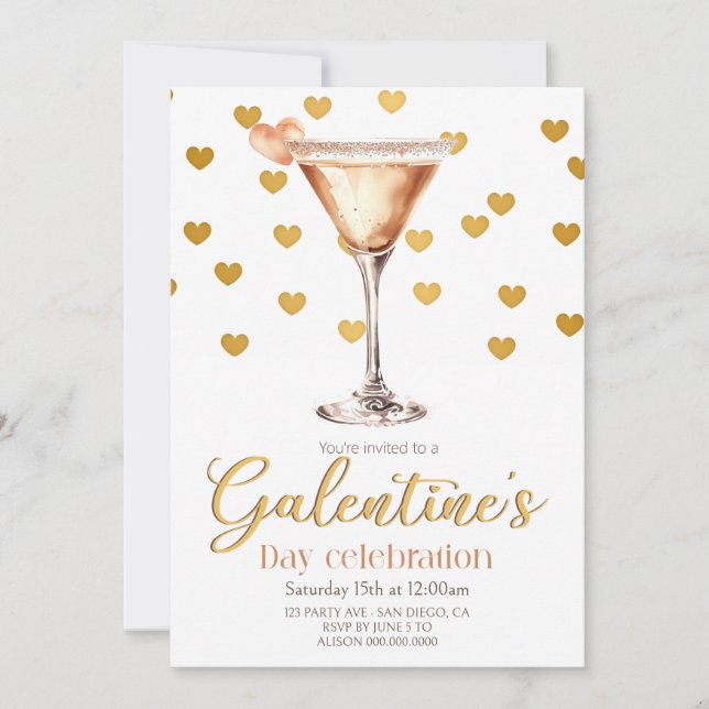 Convites Elegant Galentine's Day party Invitation (Frente)