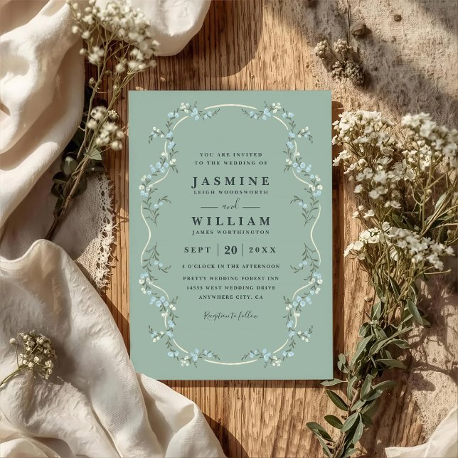 Convites Elegant Garden Floral Modern QR Code Wedding (Criador carregado)