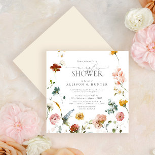 Convites Elegant Garden Flowers Watercolor Couples Shower
