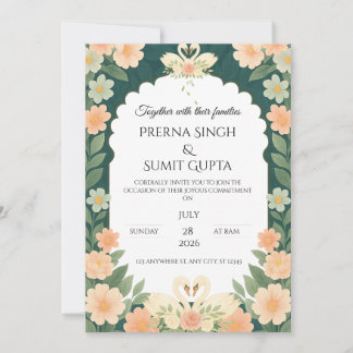 Convites Elegant Garden-Themed Wedding Invitation Template 