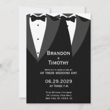 Elegant Gay Wedding Invitation Black Tie