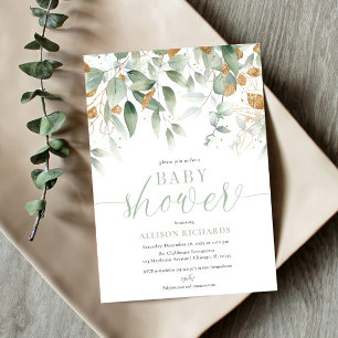 Convites Elegant gender neutral greenery gold baby shower