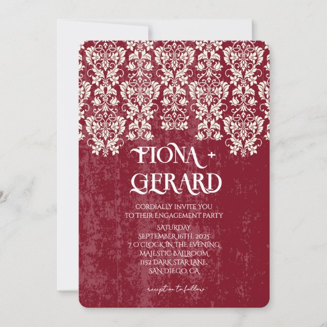 Convites Elegant Glamor Lace Engagement Party Invitation (Frente)