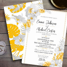 Convites Elegant Gold and Silver Tropical Floral Luxury Hib