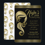 Convites Elegant Gold Beauty Girl Salão de Cabelo e Maquiag<br><div class="desc">Personalize para qualquer evento</div>