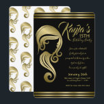 Convites Elegant Gold Beauty Girl Salão de Cabelo e Maquiag<br><div class="desc">Personalize para qualquer evento</div>