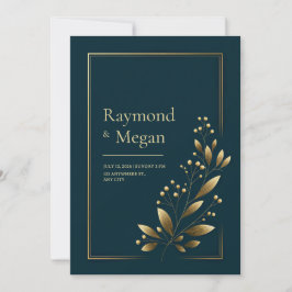 Convites Elegant Gold Botanical Leaf Wedding
