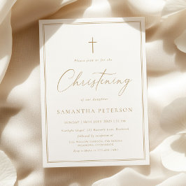 Convites Elegant Gold Calligraphy Christening
