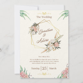 Convites Elegant Gold & Cream Minimalist Wedding Invitation