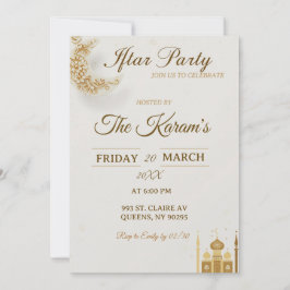 Convites Elegant Gold Crescent Moo, Ramadan Iftar Party 