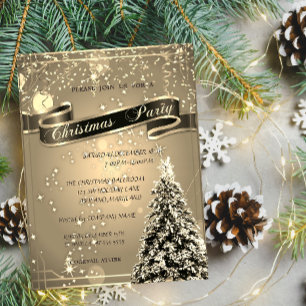 Convites Elegant Gold, Empresa de Árvore de Natal Festa de 