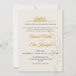 Convites Elegant Gold Floral Islamic Wedding Nikah