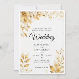 Convites Elegant Gold Floral Wedding
