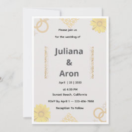 Convites Elegant Gold Floral Wedding Invitation - Chic Gold