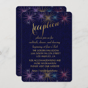 Convites Elegant Gold Foil Blue Glitter Reception Enclosure